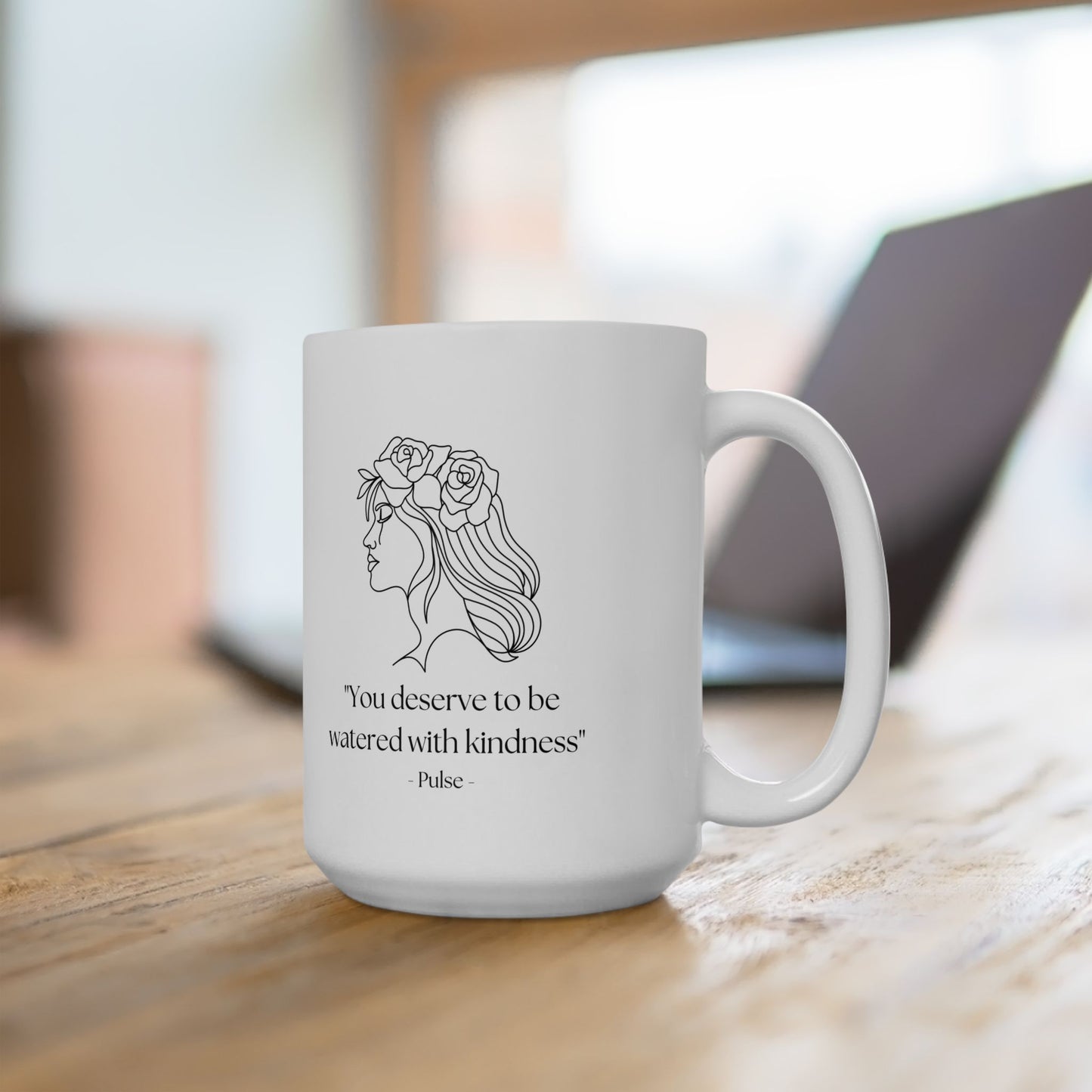 "You Deserve"– Line Art Ceramic Coffee Mug (11oz & 15oz)