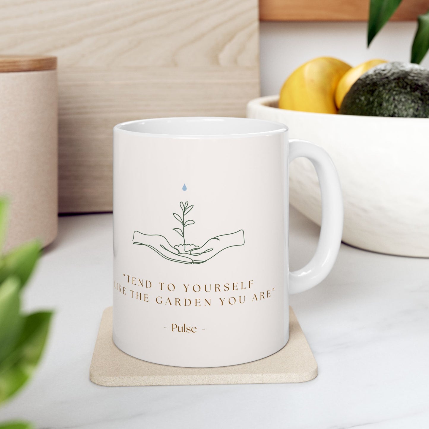 "Tend to Yourself" Botanical Ceramic Coffee Mug (11oz & 15oz)
