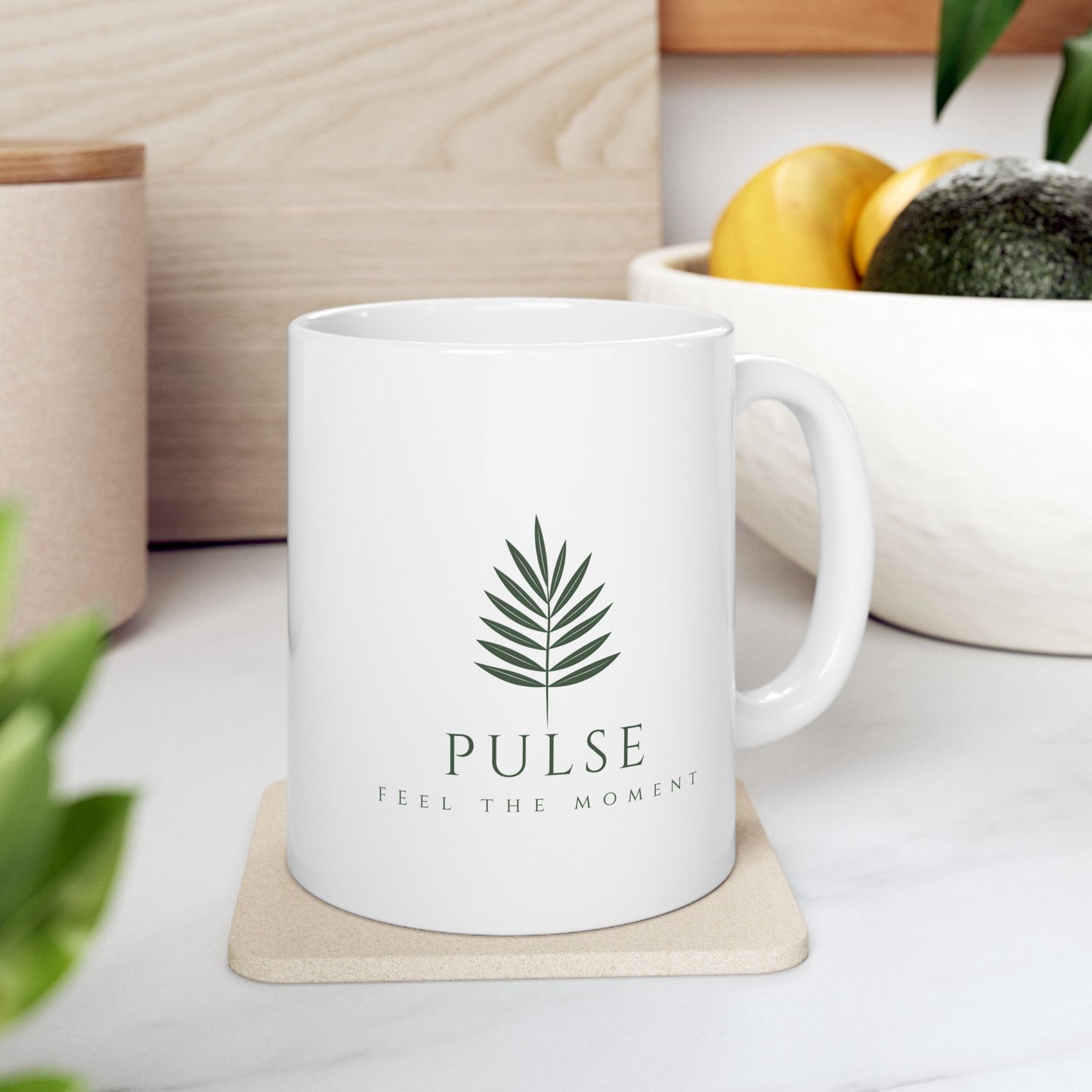 "Feel the Moment"  Botanical Ceramic Coffee Mug (11oz/15oz)